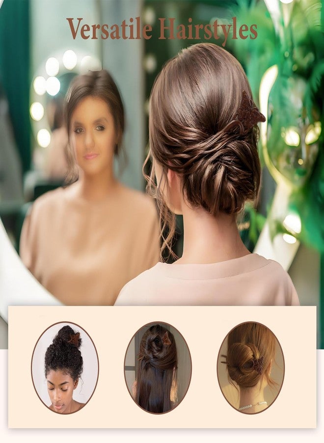 CUBACO 2 PCS Wooden Hair Sticks French Twist Hair Pins for Women Handmade Butterfly Wood Hair Forks Hair Sticks for Buns Vintage Chinese Hair Pins for Long Thick Hair Women Chignon Bun Updo Hairstyle - Image 5